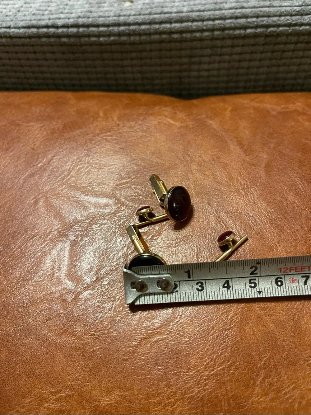 Vintage Swank Red Cabochon Cufflinks & Tuxedo Studs